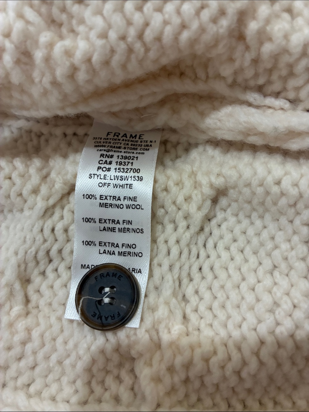 FRAME Marino Wool Cable Knit Cropped Cardigan - Picture 8 of 9